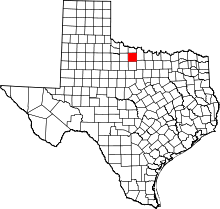 Map of Texas highlighting Archer County