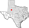 Map of Texas highlighting Borden County