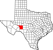 Map of Texas highlighting Crockett County