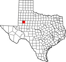 Map of Texas highlighting Dawson County