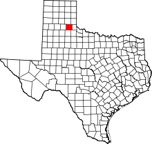 Map of Texas highlighting Hall County