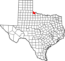 Map of Texas highlighting Hardeman County