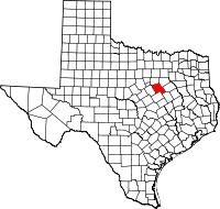 Map of Texas highlighting Hill County