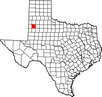 Map of Texas highlighting Hockley County