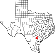 State map highlighting Karnes County