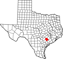 State map highlighting Lavaca County