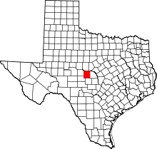 Map of Texas highlighting McCulloch County