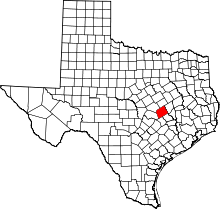 State map highlighting Milam County