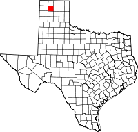 Map of Texas highlighting Moore County