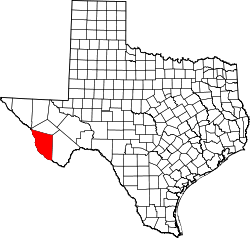 Map of Texas highlighting Presidio County