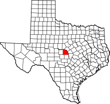 State map highlighting San Saba County