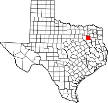 Map of Texas highlighting Van Zandt County