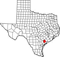 Map of Texas highlighting Victoria County