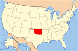 Map of the United States highlighting Oklahoma