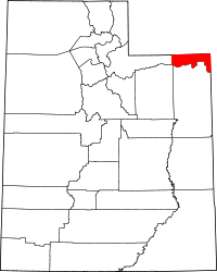 Map of Utah highlighting Daggett County