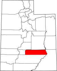 Map of Utah highlighting Wayne County