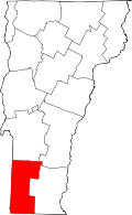 Map of Vermont highlighting Bennington County