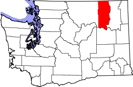 Map of Washington highlighting Ferry County