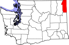 Map of Washington highlighting Pend Oreille County