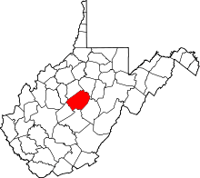 State map highlighting Braxton County