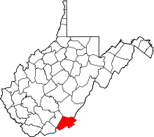 State map highlighting Monroe County