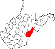 State map highlighting Pocahontas County