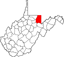 Map of West Virginia highlighting Preston County