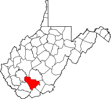 State map highlighting Raleigh County