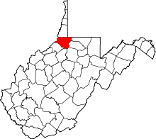 State map highlighting Wetzel County