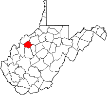 State map highlighting Wirt County