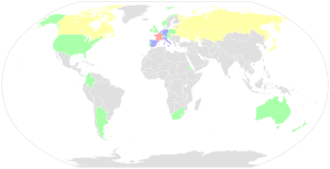 A map of the world showing the amount of riders per nation represented in the race.