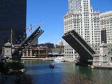 The Michigan Avenue Bridge was once the main link of the North and South sides of Chicago across the Chicago River.