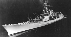 A scale model depicting what the Montana class would have looked like had they been completed