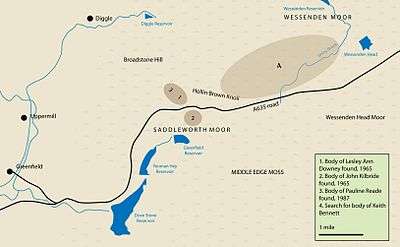 A map of the area in which the bodies of three of the children were found