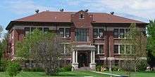 Three-story brick building