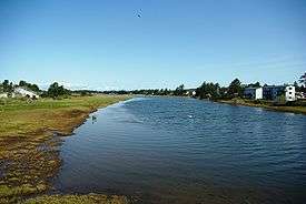 Photo of the Necanicum River looking north at Seaside