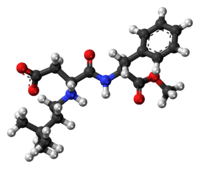 Ball-and-stick model of the neotame molecule