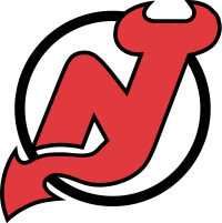 Inside a white circle with black borders, the letters "N" and "J" in red joined together, with the "J" having devil horns at the top and a pointed tail at the bottom.