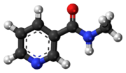 Ball-and-stick model of the nicotinyl methylamide molecule