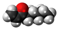 Space-filling model of the oct-1-en-3-one molecule