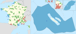 color map showing Regional natural parks of France