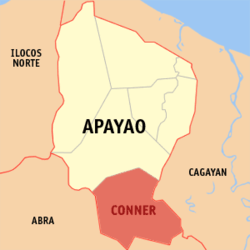 Map of Apayao showing the location of Conner