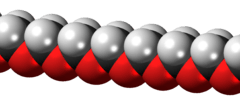 Space-filling model of a polyoxymethylene chain