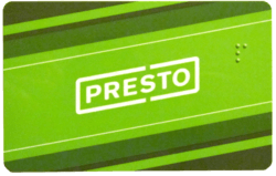 PRESTO card. Note the Braille 'P'.