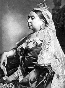 Queen Victoria in characteristic regalia.