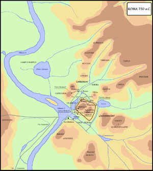 Map showing Rome under the rule of Romulus