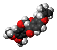 Space-filling model of the rotenone molecule