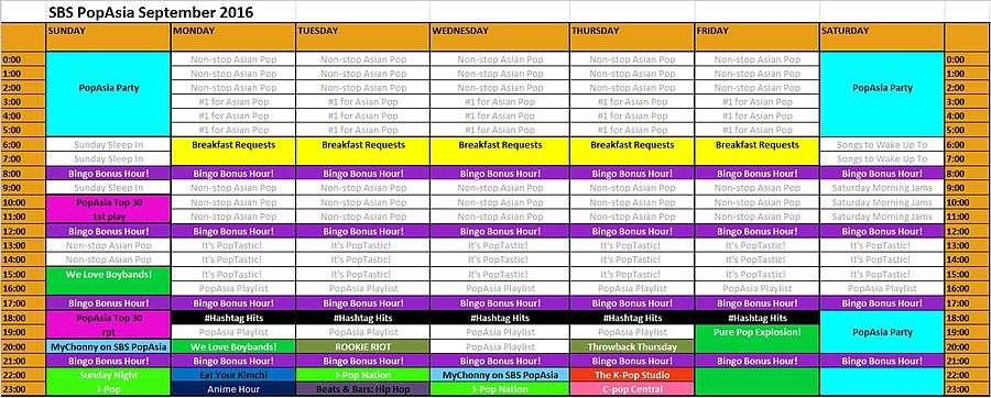 SBS PopAsia radio's newschedule starting 3 August 2015!