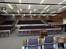 The moot courtroom of the S.J. Quinney College of Law.