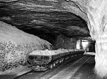 Salt in cars on train tracks underground.